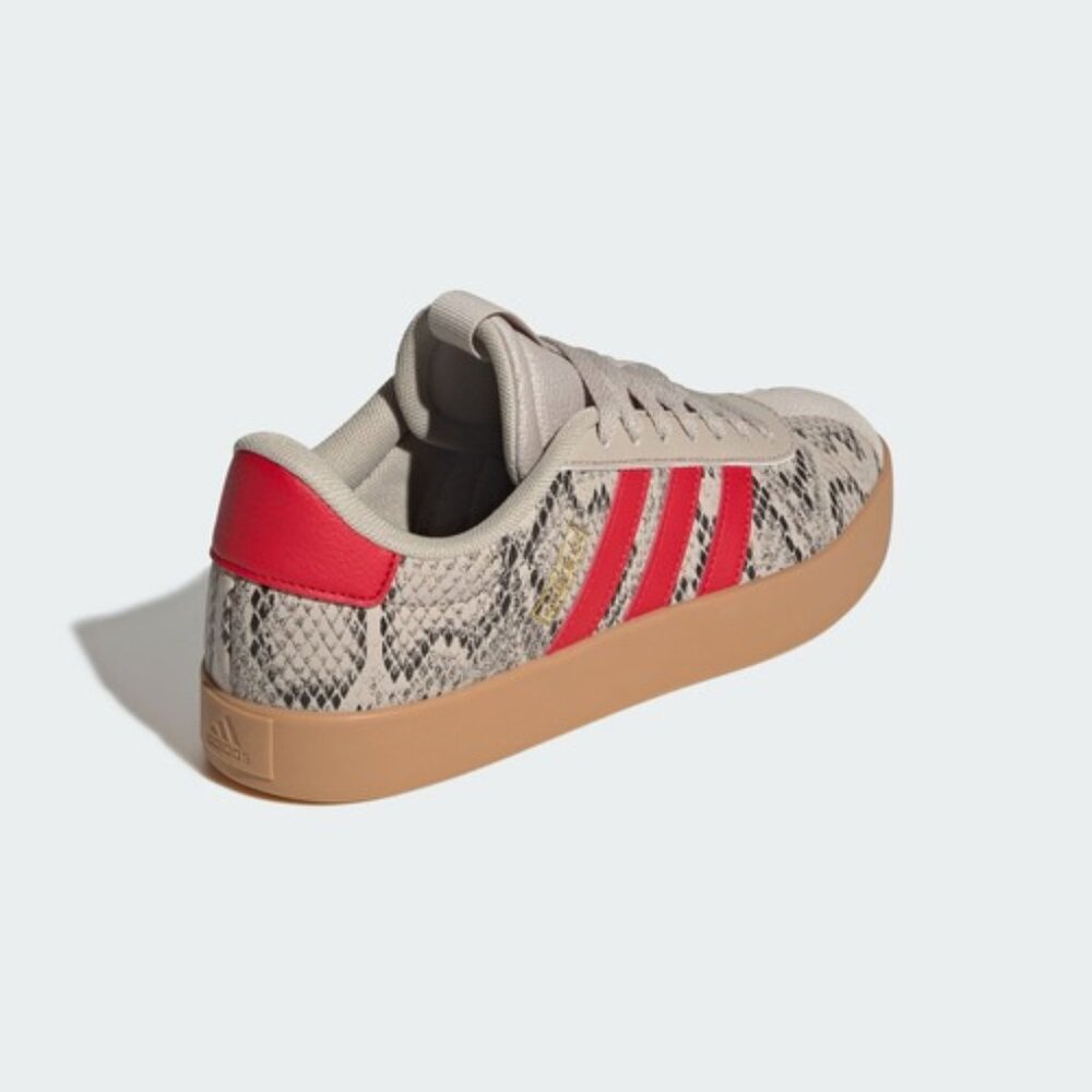 Adidas VL Court 3.0 Women Sneakers Beige Red Snakeskin Gum Sole JR8670 Size 7.5 - Picture 5 of 12